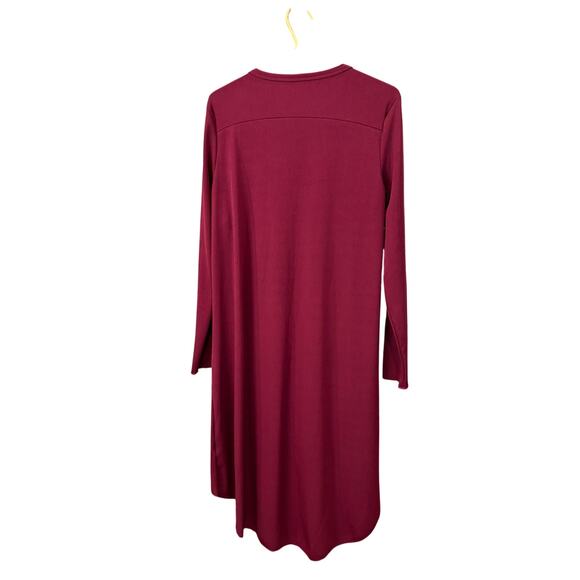 Burgundy Ribbed Long Button‑Front Cardigan L Patch Pockets NWOT - Picture 3 of 6